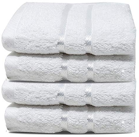 Towelogy® 600GSM Cotton Washcloths Multipack Quick Dry Flannels Face Towels Hotel Spa Bathroom Make Up Remover Cloths 30x30cm (White, Pack Of 4)