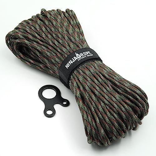 NinjaRope - Paracord 550-30m inkl. Paracord Spanner - (Camouflage Grün, 30)