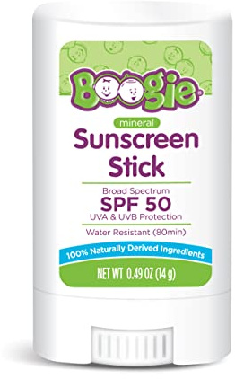 Baby Sunscreen Stick by Boogie Block, Mineral Sunscreen SPF 50, Travel Size Sunblock for Kids, Zinc Oxide, Water Resistant, Vegan, Fragrance Free Pack of 1