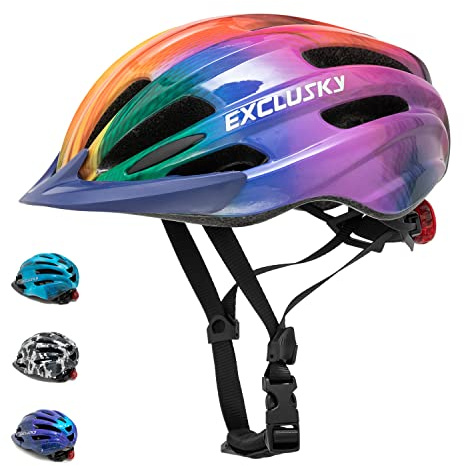Exclusky Kids Bike Helmet for Boys & Girls, Age 5-13, Adjustable, 50-57cm (Colorful)