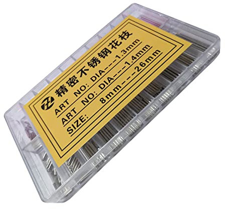 Confezione da 300 perni di collegamento per orologio zigrinato diametro 1,3 e 1,4 mm Assortimento 8 ~ 26 mm