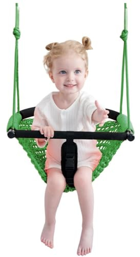 SFITVE Altalena per Bambini, Sedile Dell'altalena per Bambini con Corde Regolabili, per Bambini Pesanti Corda Gioco Sicuro Bambini Swing Set, per Esterno Interno, Giardino(Color:Verde)