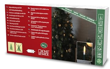 Konstsmide LED-trädkedja, skaftljus, one sträng, 25 bärnstensfärgade dioder, 4,5 V, inomhus, 3,6 W, grön kabel – 1109-020