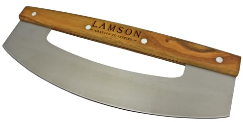 Lamson 14 In Pizza Cutter Rocker Blade with Walnut Handle