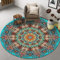 Orientalischer Vintage Rund Teppich Wohnzimmer 120x120cm Boho Blumen Böhmen Ethnischer Stil Distressed Bunter Rugs rutschfest Waschbarer Mandala Kurzflor Carpet Für Schlafzimmer Teppichboden