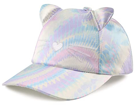 MniJiza Toddler Girls Baseball Cap Adjustable Kids Trucker Hats Girl Sun Hat for Spring Summer (4-8Y, Silver Cat)
