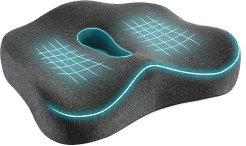 Souvik Cojín para Coxis, Cojín de Asiento de Espuma Viscoelástica, Cojín Ergonómico con Diseño de Orificios, Soporte Suave para Asiento, Cómodo Cojín Lumbar para Asiento de Coche, Sofá, Oficina