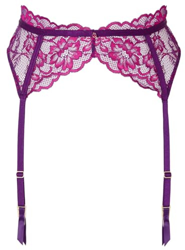 Ann Summers Sexy Lace Suspender Belt Womens Lingerie with Adjustable Back and Charm Detail, Garter Belt for Stockings, Suspenders Lingerie Dark Purple