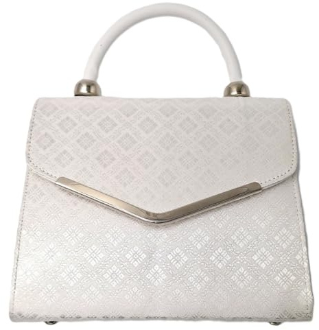 Orientae Siam Heritage Borsa Donna Vera Seta Thailandese, Bianco Perla