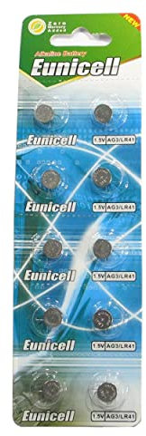 10 Eunicell AG3 / LR41 / 192/392 Button Cell 1.5V Battery Long Shelf Life 0% Mercury (Expire Date Marked)