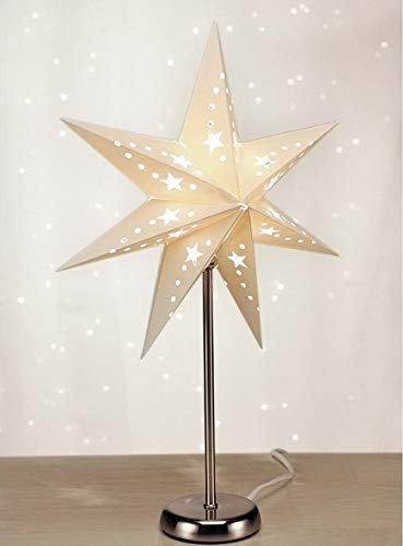 Haushalt International Tischlampe Stern - (Fassung: E14) Papierstern Weihnachtsdekoration Weihnachtsbeleuchtung Weihnachtsdeko