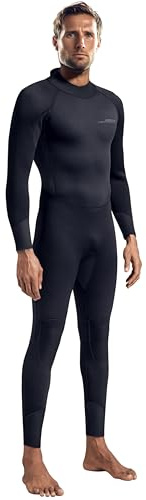 Full Body Wetsuits for Men,Men‘s Wet Suit for Cold Water Swimming,Diving Surfing Snorkeling Kayaking Triathlon Wetsuit,Black,3/2mm, Medium