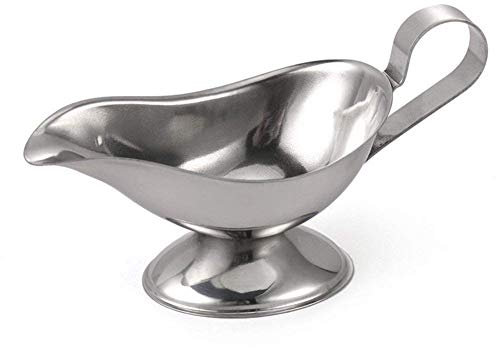 Ogquaton 1x Gravy Boat Stainless Steel Beefsteak Gravy Sauce Boat Container Plate Jug Server Pourer Tableware for Restaurant Hotel 3 Ounce Durable and Practical