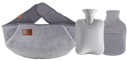 Jooheli 3 in 1 Borsa Dell'acqua Calda, Borsa Acqua Calda Peluche, 1L Borsa Dell'acqua Calda in Gomma con Morbido Peluche Scaldamani, per Crampi e Sollievo Dal Dolore, Ottimo Regalo per Madre e Padre