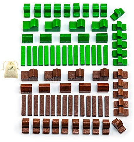 Waldfelsen® Spielfiguren aus Holz - 8 Städte, 10 Siedlungen, 30 Straßen und 30 Schiffe geeignet für die 5-6 Spieler Ergänzung des Basisspiels und der Seefahrer-Erweiterung von Die Siedler