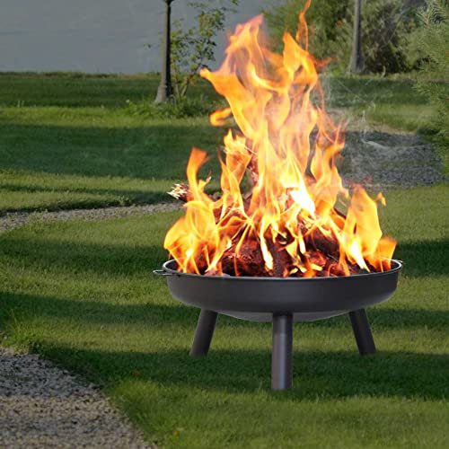 Yakimz Braciere da giardino 80 cm, grande braciere per esterni, giardino e terrazza, camper viaggi, feste estive, falò, Fire Pit in acciaio da 1 mm, gambe rimovibili, nero