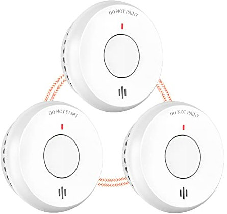 Andyssey GS511 Rauchmelder 10 Jahre mit Magnethalterung, vernetzbarer Feuermelder mit Fotoelektrischem Sensor, Zertifiziert DIN EN14604, 3 Stück