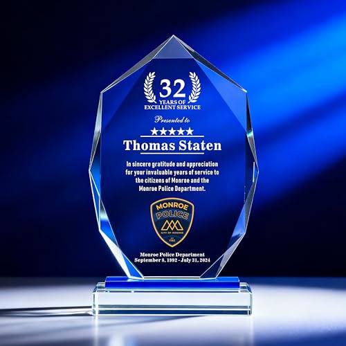 Personalized 9 Glass Appreciation Plaque with Engraving and Color Fill