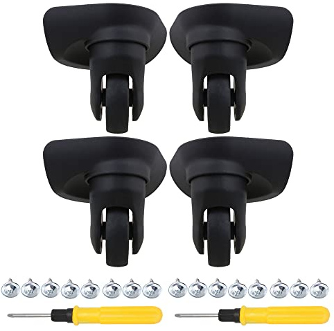 SHANOER W187 Lot de 2 paires de roulettes de rechange pivotantes à 360° pour valise Noir