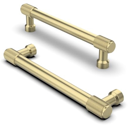 FURNIWARE 10 stycken räfflade skåphandtag möbelhandtag borrhålsavstånd 128 mm kökshandtag lådhandtag möbelhandtag mässing handtag kök köksskåp