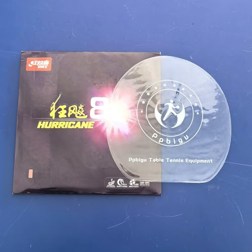 DHS Hurricane 8 Table Tennis Rubber, Red or Black, Thickness: 2.15 mm, Hardness: 40, for Control and Loop Ping Pong Competitions (Red)