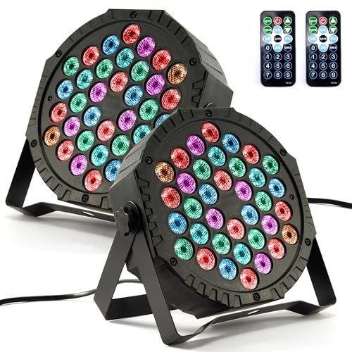 Eyourlife 2 Stück LED Par Strahler, 36 LED 72W Discolicht Partylicht, RGB DMX512 mit Fernbedienung, Bühnenlicht 7 Lichtmodi DJ licht für Party Bar Stage Feste Show [Energieklasse C]