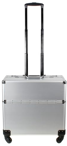 AR BRAND EST. 2021 Aluminium Pilot Wheeled Trolley Case Hard Briefcase Black Silver (Silver)