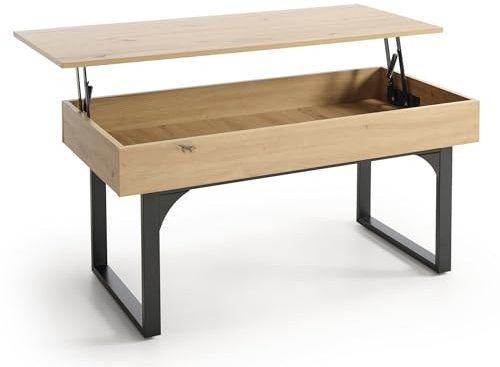 HOGAR24 ES - Lia - Mesa Centro Elevable con Almacenaje, Color Madera Roble. Medidas: 100 cm x 50 cm x 49 cm.