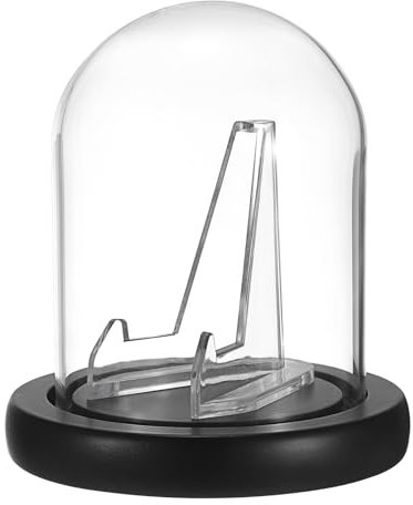 SUMNACON Glass Display Cloche Dome with Acrylic Stand, Small Pocket Watch Dome Cloche Decorative Clear Souvenir Coin Display Bell Jar Mini Glass Cover Dome Cloche Showcase with Black Base (No Watch)