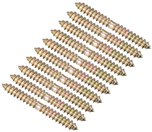 TOP-VIGOR 24Pcs Hanger Bolts, M6x60mm Double Ended Self-Tapping Thread Wood to Wood Dowel Screws, Double Ended Dowel Screws, Screw Dowels Hanger for Wood Connecting