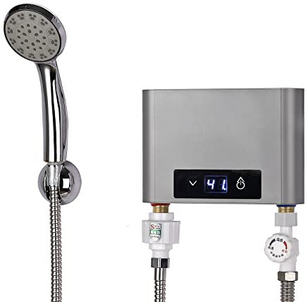 Mini chauffe-eau électrique instantané 220 V 5500 W avec affichage de la température LED lisible, sans prise, résistant à la pression, en fonte d'aluminium, compact pour évier de cuisine et de salle