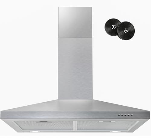 FIREGAS Range Hood 30 inch, Wall Mount Range Hood with LED Lights, 3-Speed Exhaust Fan, Ducted/Ductless Convertible, Aluminum Mesh Filters, Button Controls, Stainless Steel Kitchen Vent Hood