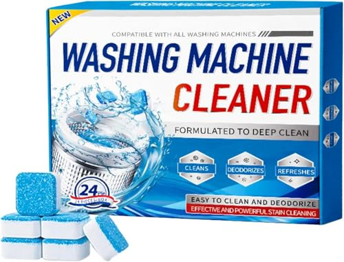 Washing Machine Cleaner Tablets, Deep Clean and Deodorize Formula, Universal Compatibility, 24 Count Box