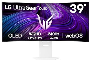 LG Ultragear™ 39GX90SA-W Gaming-PC-Monitor 39 Zoll – OLED-Panel, QHD-Auflösung (3440 x 1440), 1 ms 240 Hz, DisplayHDR™400 True Black, DCI-P3 98,5% (CIE1976), FreeSync Premium, G-Sync kompatibel