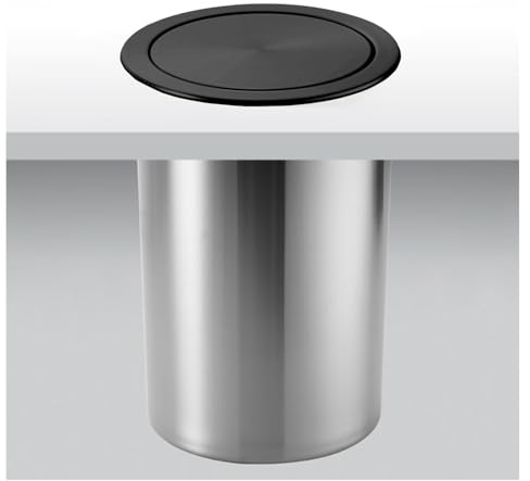 SdaryWare Cestino per rifiuti da Incasso sul Piano di Lavoro, Cestino per rifiuti in Acciaio Inossidabile con Coperchio a ribalta, Coperchio Nascosto per Cestino dei rifi,Black-One Size