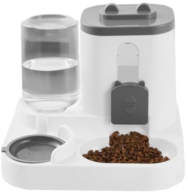 Distributeur Croquettes Chat Automatique - 27x23x27cm Distributeur Automatique De Nourriture Sèche Et Eau | Stockage De Masse | Station d'alimentation Et Abreuvoir pour Chiens Et Chats