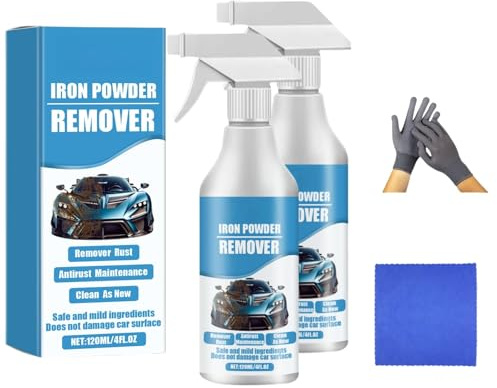 Car Rust & Iron Particle Remover Spray, Fast-Acting Metal Surface Cleaner, Heavy Duty Rust Dissolver, Fast Acting Rust Remover Spray for Cars, Wheels & Metal Tools, Chains, Stainless Steel (2pcs)