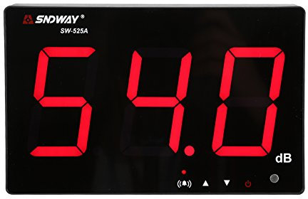 Medidor de nivel de sonido, 30~130db Pantalla LCD de 9,6 Probador de medición de ruido de decibelios para colgar en la pared con alarma(SW-525A)