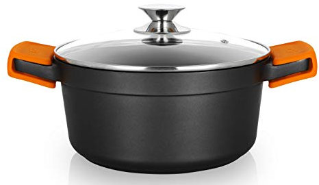 Orbegozo CDH 3024 Cacerola Honda Aluminio Fundido, Superifice Antiadherente Libre de PFOA, 4.5 L, Tapa, Asas de Silicona