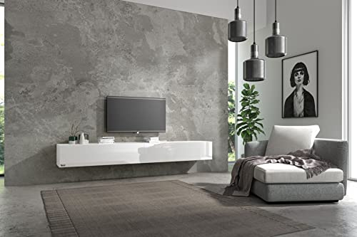 Wuun® TV-Schrank Lowboard Somero | 240 (2x120) cm | Korpus Weiß-Hochlganz - Front Weiß-Hochlganz