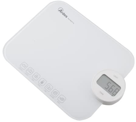 ARDES AR1PABFC Báscula de Cocina Digital Sin Batería Báscula Pesa Alimentos Electrónica Pantalla LCD y Teclas táctiles Sin pilas