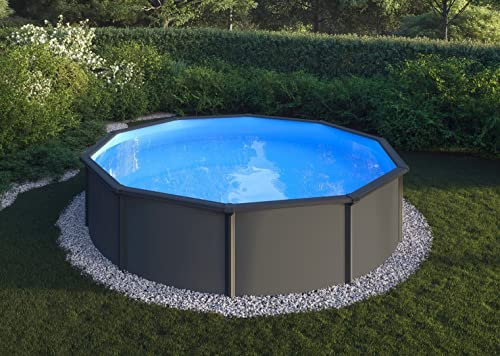 Poolprofi Stahlwandbeckenset Fidji anthrazit ø 4,50m x 1,20m Super Komplettset inkl. Sicherheitsleiter