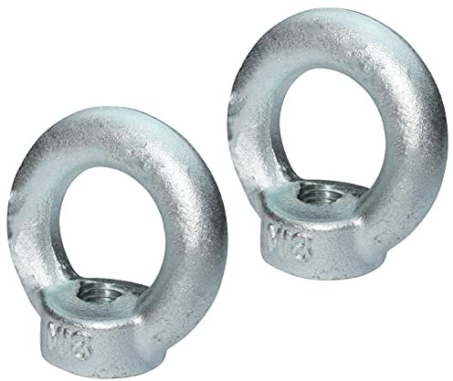 AERZETIX - C49735 - Lot de 2 - écrou à oeil M18 - anneau bague de levage - en acier zingué - filetage métrique - 850kg - couleur argent