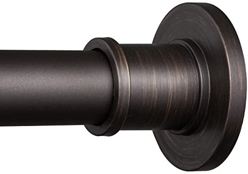 BRIOFOX Industrial Shower Curtain Rod - Never Rust Non-Slip 43-72 Inch Stainless Steel, Bronze, Painted-gold Finial
