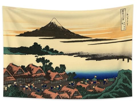 YONGFOTO Tapiz Japones Ukiyo-e Monte Fuji 36 Vistas Habitación colgar de la pared Isawa en la provincia de Kai al amanecer Mural Lamina Japonesa Pintura Hokusai Cuadro 150x100cm