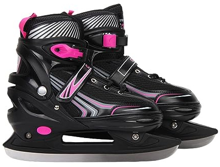 JGMLZK Ice Skates，Hockey Skates,Skates with Adjustable 4 Sizes for Boys Girls Youth Men Women and Beginners (Red, S (11-1) Kid‘s)