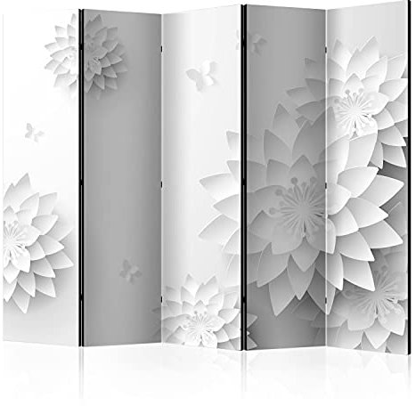 murando - Paravent Raumteiler Blumen, 225x172 cm, 5-teilig, Wohnzimmer