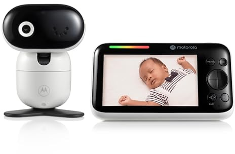 Motorola Baby PIP1610 HD – 5 tum motoriserad video babymonitor med kamera, väggmontering, 100 fot räckvidd, tvåvägsljud, rumstemperaturövervakning