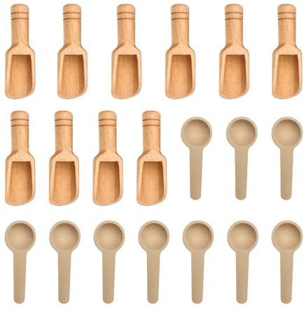 Lot de 20 mini cuillères en bois - Accessoires de cuisine - Cuillères en bois multifonctionnelles - Accessoires de cuisine - Convient pour le sel, le thé, la poudre à laver, le sucre, les épices, etc.