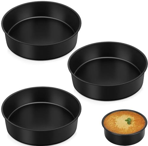 CocCCoon 3PCS 8 inch Cake Tin Baking Tins Non Stick Cake Pan Cake Tins for Baking 8 inch Round Cake Tin Birthday Wedding Layer Cake Pans for Baking Cake, Loaf, Pizza